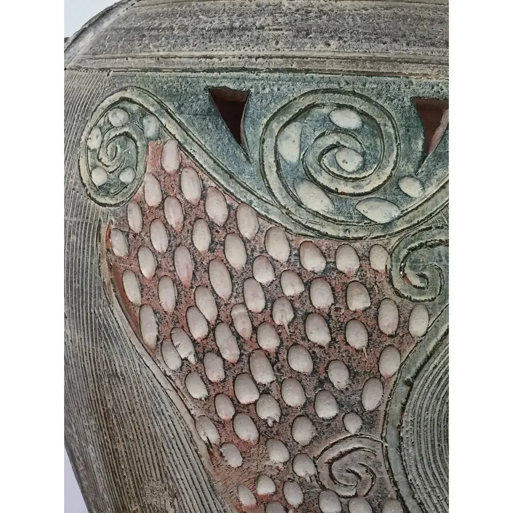 Vtg Studio Art Pottery Matte Earthenware Grecian Style Flower Floor Vase Urn 16